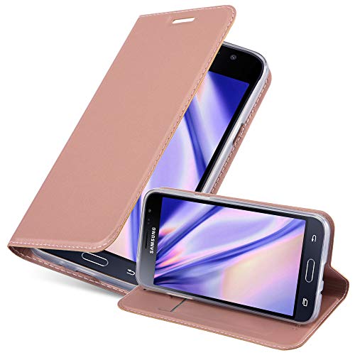 Cadorabo Hülle kompatibel mit Samsung Galaxy J3 2016 aus Premium Kunst Leder Flip Klappbare Stoßfeste Magnetische [Standfunktion] [Kartenfächern] Cover Hülle für Galaxy J3 2016 Tasche in Rosa von Cadorabo