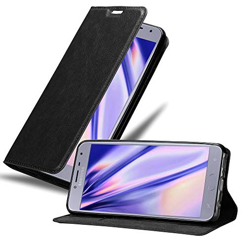 Cadorabo Hülle kompatibel mit Samsung Galaxy J4 2018 aus Premium Kunst Leder Flip Klappbare Stoßfeste Magnetische [Standfunktion] [Kartenfächern] Cover Hülle für Galaxy J4 2018 Tasche in Schwarz von Cadorabo
