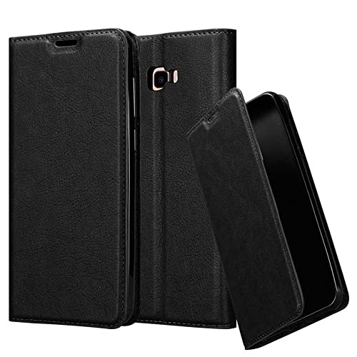 Cadorabo Hülle kompatibel mit Samsung Galaxy J4 Plus aus Premium Kunst Leder Flip Klappbare Stoßfeste Magnetische [Standfunktion] [Kartenfächern] Cover Hülle für Galaxy J4 Plus Tasche in Schwarz von Cadorabo