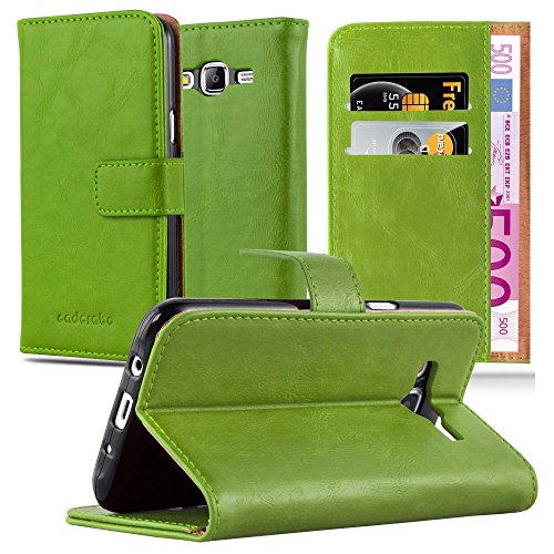 Cadorabo Hülle kompatibel mit Samsung Galaxy J5 2015 aus Premium Kunst Leder Flip Klappbare Stoßfeste Magnetische [Standfunktion] [Kartenfächern] Cover Hülle für Galaxy J5 2015 Tasche in Grün von Cadorabo