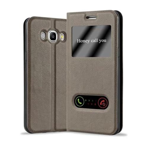 Cadorabo Hülle kompatibel mit Samsung Galaxy J5 2016 mit Sichtfenster aus Kunst Leder Flip Klappbare Magnetische [Standfunktion] [Kartenfächern] Cover Hülle für Galaxy J5 2016 Tasche in Braun von Cadorabo