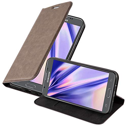 Cadorabo Hülle kompatibel mit Samsung Galaxy J5 2017 aus Premium Kunst Leder Flip Klappbare Stoßfeste Magnetische [Standfunktion] [Kartenfächern] Cover Hülle für Galaxy J5 2017 Tasche in Braun von Cadorabo