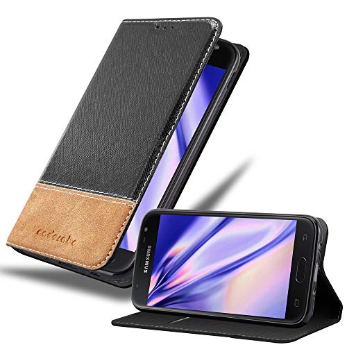 Cadorabo Hülle kompatibel mit Samsung Galaxy J5 2017 aus Premium Kunst Leder Flip Klappbare Stoßfeste Magnetische [Standfunktion] [Kartenfächern] Cover Hülle für Galaxy J5 2017 Tasche in Schwarz von Cadorabo