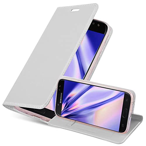 Cadorabo Hülle kompatibel mit Samsung Galaxy J5 2017 aus Premium Kunst Leder Flip Klappbare Stoßfeste Magnetische [Standfunktion] [Kartenfächern] Cover Hülle für Galaxy J5 2017 Tasche in Silber von Cadorabo