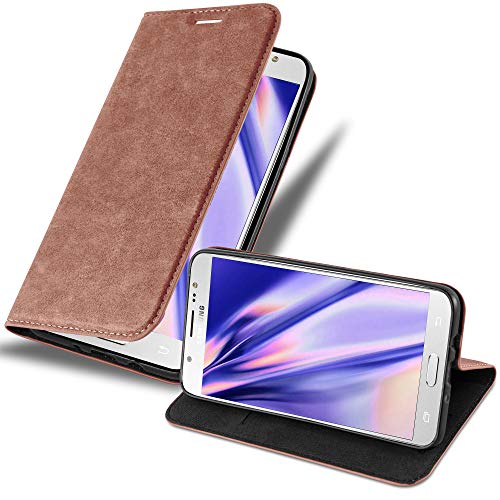 Cadorabo Hülle kompatibel mit Samsung Galaxy J7 2016 aus Premium Kunst Leder Flip Klappbare Stoßfeste Magnetische [Standfunktion] [Kartenfächern] Cover Hülle für Galaxy J7 2016 Tasche in Braun von Cadorabo