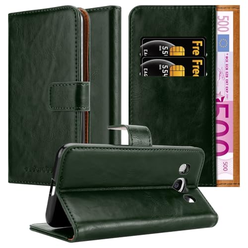 Cadorabo Hülle kompatibel mit Samsung Galaxy J7 2016 aus Premium Kunst Leder Flip Klappbare Stoßfeste Magnetische [Standfunktion] [Kartenfächern] Cover Hülle für Galaxy J7 2016 Tasche in Grün von Cadorabo