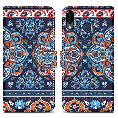 Cadorabo Hülle kompatibel mit Samsung Galaxy M20 - Design Blaues Mandala No. 1 - Schutzhülle mit Magnetverschluss, Standfunktion und Kartenfach Cadorabo Hülle kompatibel mit Samsung Galaxy M20 - Design Blaues Mandala No. 1 - Schutzhülle mit Magnetverschluss, Standfunktion und Kartenfach von Cadorabo