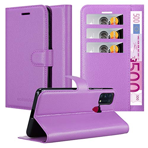 Cadorabo Hülle kompatibel mit Samsung Galaxy M31 Handyhülle aus Premium Kunst Leder Flip Klappbare Stoßfeste Magnetische [Standfunktion] [Kartenfächern] Cover Hülle für Galaxy M31 Tasche in Lila von Cadorabo