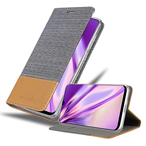Cadorabo Hülle kompatibel mit Samsung Galaxy M31 aus Premium Jeans und Kunst Leder Flip Klappbare Stoßfeste Magnetische [Standfunktion] [Kartenfächern] Cover Hülle für Galaxy M31 Tasche in Grau von Cadorabo