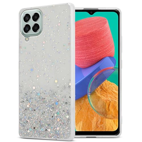 Cadorabo Hülle kompatibel mit Samsung Galaxy M33 5G Rundumschutz TPU Silikon Case Mädchen Glitzer Strass Design Slim Kratzfest Weiche Gummi Bling Schutzhülle für Samsung Galaxy M33 5G in Transparent von Cadorabo