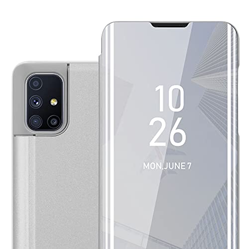 Cadorabo Hülle kompatibel mit Samsung Galaxy M51 Schutzhülle TPU Silikon Case 360 View Spiegel, Slim Kratzfest Weiche Gummi mit Rundumschutz Cover Hülle für Galaxy M51 in Silber von Cadorabo