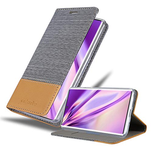 Cadorabo Hülle kompatibel mit Samsung Galaxy Note 10 Plus aus Jeans und Kunst Leder Flip Klappbare Magnetische [Standfunktion] [Kartenfächern] Cover Hülle für Galaxy Note 10 Plus Tasche in Grau von Cadorabo