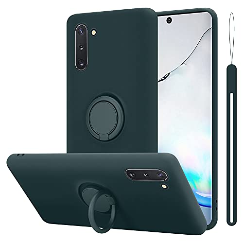 Cadorabo Hülle kompatibel mit Samsung Galaxy Note 10 Schutzhülle TPU Silikon Case Liquid Design mit Ring Slim Kratzfest Liquidsilikon Microfaser Case Hülle für Galaxy Note 10 in Grün von Cadorabo