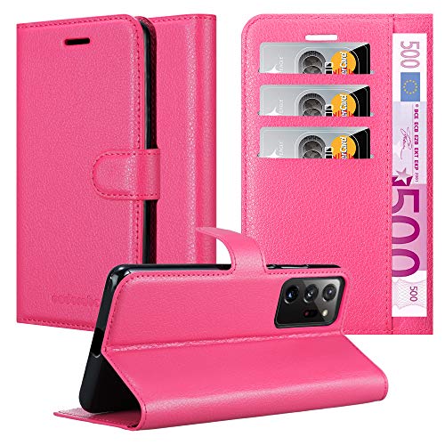 Cadorabo Hülle kompatibel mit Samsung Galaxy Note 20 Plus Handyhülle aus Kunst Leder Flip Klappbare Magnetische [Standfunktion] [Kartenfächern] Cover Hülle für Galaxy Note 20 Plus Tasche in Pink von Cadorabo