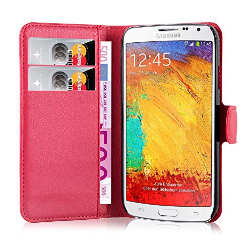 Cadorabo Hülle kompatibel mit Samsung Galaxy Note 3 NEO Handyhülle aus Kunst Leder Flip Klappbare Stoßfeste Magnetische [Standfunktion] [Kartenfächern] Cover Hülle für Galaxy Note 3 NEO Tasche in Rot von Cadorabo