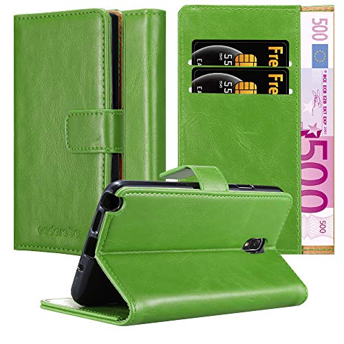 Cadorabo Hülle kompatibel mit Samsung Galaxy Note 3 NEO aus Premium Kunst Leder Flip Klappbare Stoßfeste Magnetische [Standfunktion] [Kartenfächern] Cover Hülle für Galaxy Note 3 NEO Tasche in Grün von Cadorabo