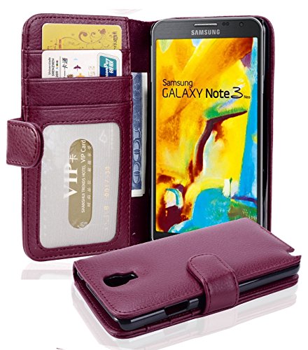 Cadorabo Hülle kompatibel mit Samsung Galaxy Note 3 NEO aus Premium Kunst Leder Flip Klappbare Stoßfeste Magnetische [Standfunktion] [Kartenfächern] Cover Hülle für Galaxy Note 3 NEO Tasche in Lila von Cadorabo