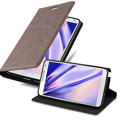 Cadorabo Hülle kompatibel mit Samsung Galaxy Note 3 aus Premium Kunst Leder Flip Klappbare Stoßfeste Magnetische [Standfunktion] [Kartenfächern] Cover Hülle für Galaxy Note 3 Tasche in Braun von Cadorabo