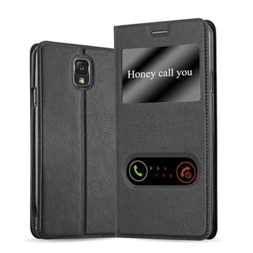 Cadorabo Hülle kompatibel mit Samsung Galaxy Note 3 in KOMETEN SCHWARZ - Schutzhülle mit Magnetverschluss, Standfunktion und 2 Sichtfenstern Cadorabo Hülle kompatibel mit Samsung Galaxy Note 3 in KOMETEN SCHWARZ - Schutzhülle mit Magnetverschluss, Standfunktion und 2 Sichtfenstern von Cadorabo