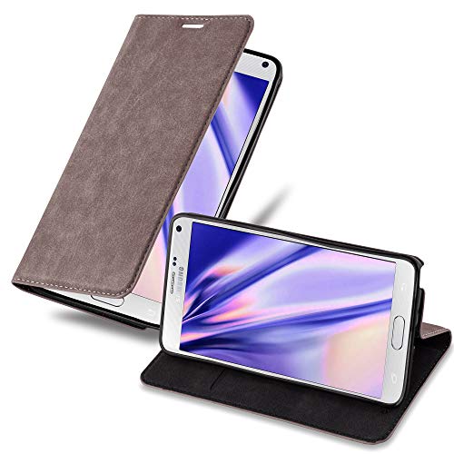 Cadorabo Hülle kompatibel mit Samsung Galaxy Note 4 aus Premium Kunst Leder Flip Klappbare Stoßfeste Magnetische [Standfunktion] [Kartenfächern] Cover Hülle für Galaxy Note 4 Tasche in Braun von Cadorabo