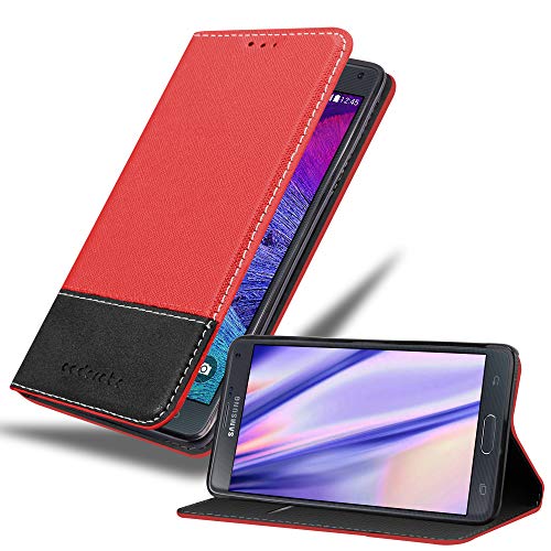 Cadorabo Hülle kompatibel mit Samsung Galaxy Note 4 aus Premium Kunst Leder Flip Klappbare Stoßfeste Magnetische [Standfunktion] [Kartenfächern] Cover Hülle für Galaxy Note 4 Tasche in Rot von Cadorabo