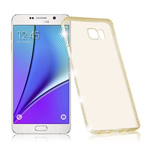 Cadorabo Hülle kompatibel mit Samsung Galaxy Note 5 Schutzhülle TPU Silikon Case Strass Design Anti Rutsch Slim Kratzfest Weiche Gummi mit Rundumschutz Case Hülle für Galaxy Note 5 in Gelb von Cadorabo