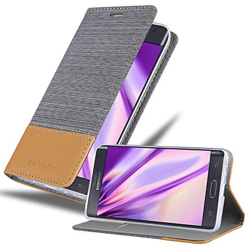 Cadorabo Hülle kompatibel mit Samsung Galaxy Note Edge aus Jeans und Kunst Leder Flip Klappbare Stoßfeste Magnetische [Standfunktion] [Kartenfächern] Cover Hülle für Galaxy Note Edge Tasche in Grau von Cadorabo