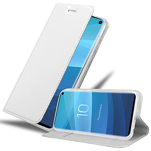 Cadorabo Hülle kompatibel mit Samsung Galaxy S10 4G aus Premium Kunst Leder Flip Klappbare Stoßfeste Magnetische [Standfunktion] [Kartenfächern] Cover Hülle für Galaxy S10 4G Tasche in Silber von Cadorabo