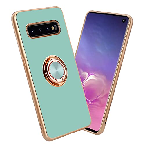 Cadorabo Hülle kompatibel mit Samsung Galaxy S10 Plus Schutzhülle TPU Silikon Case mit Ring Design mit Kameraschutz Slim Kratzfest Gummi mit Rundumschutz Case Hülle für Galaxy S10 Plus in Türkis von Cadorabo