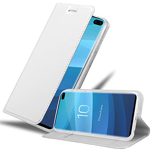 Cadorabo Hülle kompatibel mit Samsung Galaxy S10 Plus aus Premium Kunst Leder Flip Klappbare Stoßfeste Magnetische [Standfunktion] [Kartenfächern] Cover Hülle für Galaxy S10 Plus Tasche in Silber von Cadorabo