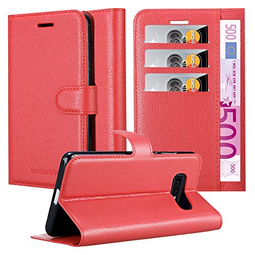 Cadorabo Hülle kompatibel mit Samsung Galaxy S10e Handyhülle aus Premium Kunst Leder Flip Klappbare Stoßfeste Magnetische [Standfunktion] [Kartenfächern] Cover Hülle für Galaxy S10e Tasche in Rot von Cadorabo