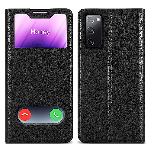 Cadorabo Hülle kompatibel mit Samsung Galaxy S20 FE in KOMETEN SCHWARZ - Schutzhülle mit Magnetverschluss, Standfunktion und 2 Sichtfenstern Cadorabo Hülle kompatibel mit Samsung Galaxy S20 FE in KOMETEN SCHWARZ - Schutzhülle mit Magnetverschluss, Standfunktion und 2 Sichtfenstern von Cadorabo