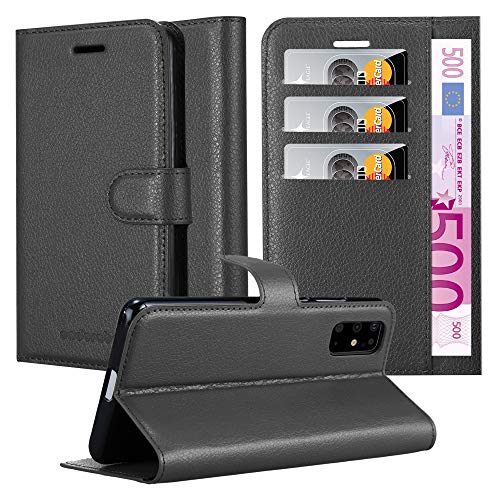 Cadorabo Hülle kompatibel mit Samsung Galaxy S20 Plus Handyhülle aus Kunst Leder Flip Klappbare Stoßfeste Magnetische [Standfunktion] [Kartenfächern] Cover Hülle für Galaxy S20 Plus Tasche in Schwarz von Cadorabo
