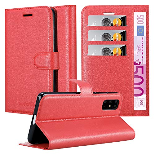 Cadorabo Hülle kompatibel mit Samsung Galaxy S20 Plus Handyhülle aus Kunst Leder Flip Klappbare Stoßfeste Magnetische [Standfunktion] [Kartenfächern] Cover Hülle für Galaxy S20 Plus Tasche in Rot von Cadorabo
