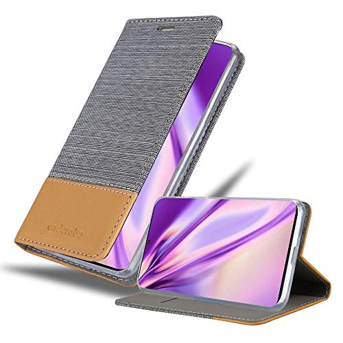Cadorabo Hülle kompatibel mit Samsung Galaxy S20 Plus aus Jeans und Kunst Leder Flip Klappbare Stoßfeste Magnetische [Standfunktion] [Kartenfächern] Cover Hülle für Galaxy S20 Plus Tasche in Grau von Cadorabo