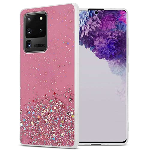 Cadorabo Hülle kompatibel mit Samsung Galaxy S20 Ultra Rundumschutz TPU Silikon Case Mädchen Glitzer Strass Design Slim Kratzfest Weiche Gummi Bling Schutzhülle für Samsung Galaxy S20 Ultra in Rosa von Cadorabo