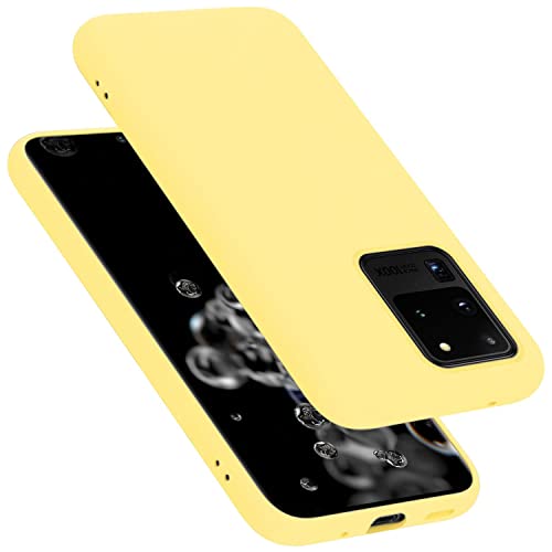 Cadorabo Hülle kompatibel mit Samsung Galaxy S20 Ultra Schutzhülle TPU Silikon Case Liquid Design Slim Kratzfest Liquidsilikon Microfaser mit Rundumschutz Case Hülle für Galaxy S20 Ultra in Gelb von Cadorabo