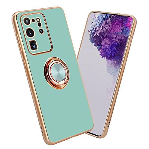 Cadorabo Hülle kompatibel mit Samsung Galaxy S20 Ultra Schutzhülle TPU Silikon Case mit Ring Design mit Kameraschutz Slim Kratzfest Gummi mit Rundumschutz Case Hülle für Galaxy S20 Ultra in Türkis von Cadorabo