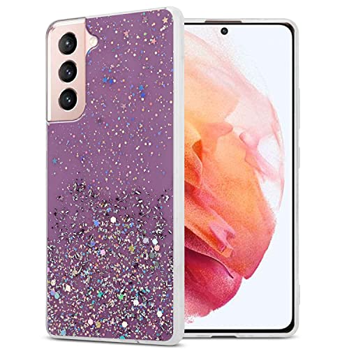 Cadorabo Hülle kompatibel mit Samsung Galaxy S21 5G Rundumschutz TPU Silikon Case Mädchen Glitzer Strass Design Slim Kratzfest Weiche Gummi Bling Schutzhülle für Samsung Galaxy S21 5G in Lila von Cadorabo