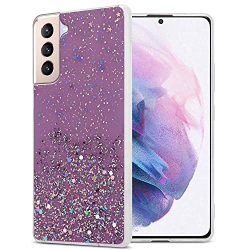 Cadorabo Hülle kompatibel mit Samsung Galaxy S21 Plus Rundumschutz TPU Silikon Case Mädchen Glitzer Strass Design Slim Kratzfest Weiche Gummi Bling Schutzhülle für Samsung Galaxy S21 Plus in Lila von Cadorabo