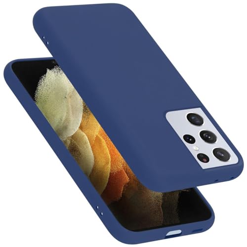 Cadorabo Hülle kompatibel mit Samsung Galaxy S21 Ultra Hülle Silikon Handyhülle für Galaxy S21 Ultra Case aus flüssigem Silikon- Kratzfeste und stoßfeste dünne TPU Schutzhülle - Liquid BLAU von Cadorabo