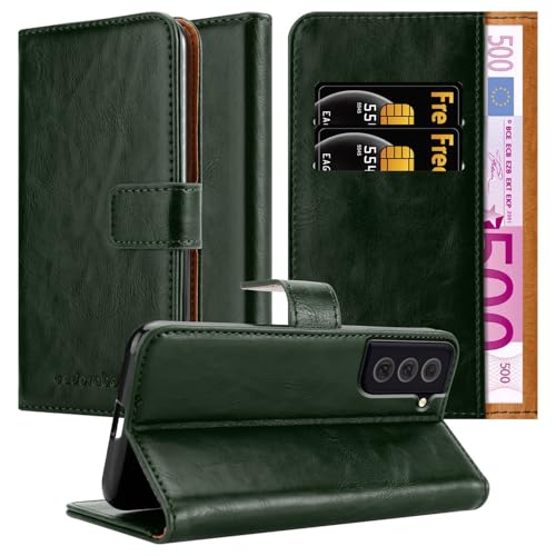 Cadorabo Hülle kompatibel mit Samsung Galaxy S22 aus Premium Kunst Leder Flip Klappbare Stoßfeste Magnetische [Standfunktion] [Kartenfächern] Cover Hülle für Galaxy S22 Tasche in Grün von Cadorabo