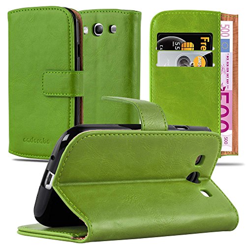 Cadorabo Hülle kompatibel mit Samsung Galaxy S3 / S3 NEO aus Premium Kunst Leder Flip Klappbare Stoßfeste Magnetische [Standfunktion] [Kartenfächern] Cover Hülle für Galaxy S3 / S3 NEO Tasche in Grün von Cadorabo