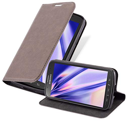 Cadorabo Hülle kompatibel mit Samsung Galaxy S4 Active aus Premium Kunst Leder Flip Klappbare Stoßfeste Magnetische [Standfunktion] [Kartenfächern] Cover Hülle für Galaxy S4 Active Tasche in Braun von Cadorabo