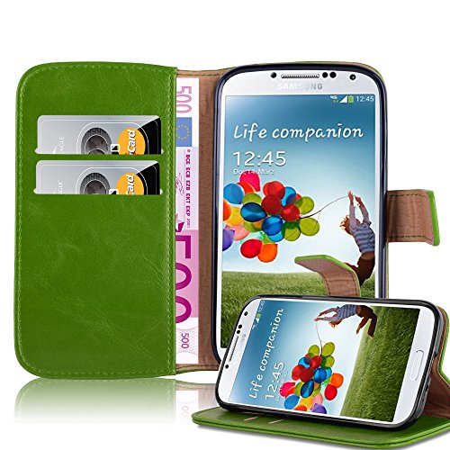 Cadorabo Hülle kompatibel mit Samsung Galaxy S4 aus Premium Kunst Leder Flip Klappbare Stoßfeste Magnetische [Standfunktion] [Kartenfächern] Cover Hülle für Galaxy S4 Tasche in Grün von Cadorabo