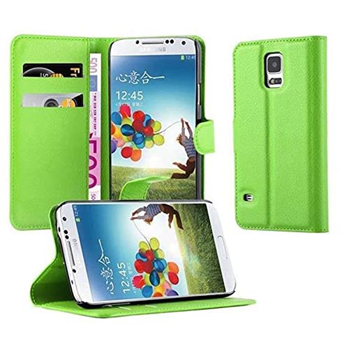 Cadorabo Hülle kompatibel mit Samsung Galaxy S5 / S5 NEO Handyhülle aus Kunst Leder Flip Klappbare Magnetische [Standfunktion] [Kartenfächern] Cover Hülle für Galaxy S5 / S5 NEO Tasche in Grün von Cadorabo