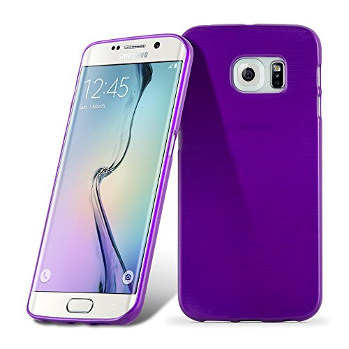 Cadorabo Hülle kompatibel mit Samsung Galaxy S6 Edge Schutzhülle TPU Silikon Case Brushed Design Slim Kratzfest Weiche Gummi mit Rundumschutz Case Hülle für Galaxy S6 Edge in Lila von Cadorabo