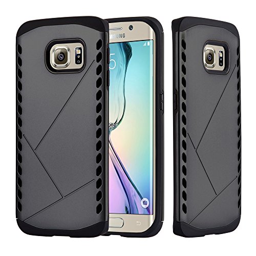 Cadorabo Hülle kompatibel mit Samsung Galaxy S6 Edge Schutzhülle TPU Silikon Case Outdoor Hybrid Design Anti Rutsch Slim Kratzfest Weiche Gummi mit Rundumschutz Case Hülle für Galaxy S6 Edge in Grau von Cadorabo