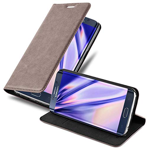 Cadorabo Hülle kompatibel mit Samsung Galaxy S6 Edge aus Premium Kunst Leder Flip Klappbare Stoßfeste Magnetische [Standfunktion] [Kartenfächern] Cover Hülle für Galaxy S6 Edge Tasche in Braun von Cadorabo