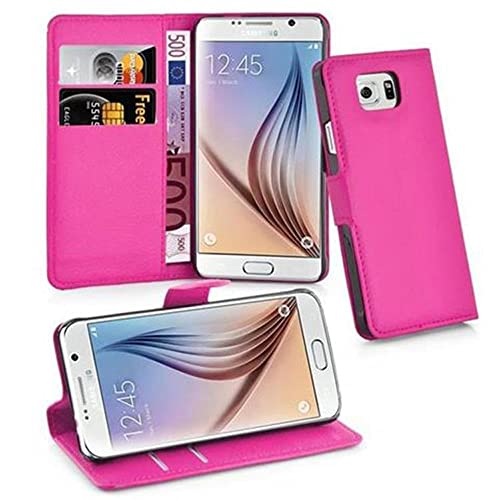 Cadorabo Hülle kompatibel mit Samsung Galaxy S6 Handyhülle aus Premium Kunst Leder Flip Klappbare Stoßfeste Magnetische [Standfunktion] [Kartenfächern] Cover Hülle für Galaxy S6 Tasche in Pink von Cadorabo